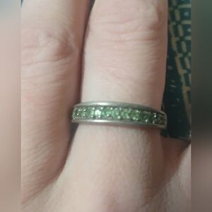 Sterling Silver 925 Green Gemstone Ring Size 7